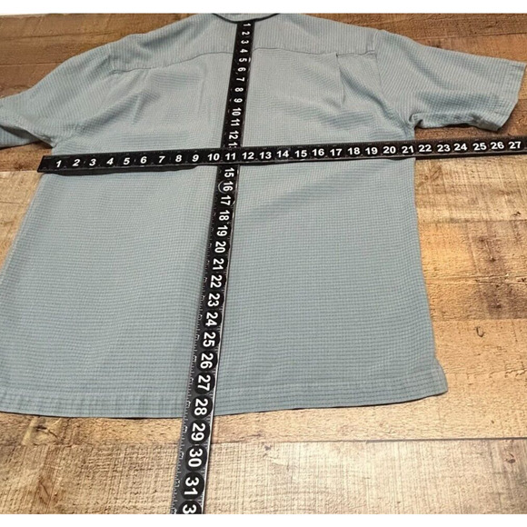 Tommy Bahama Shirt Mens Medium Blue Silk Button Up Loop Collar Short Sleeve - Picture 4 of 7